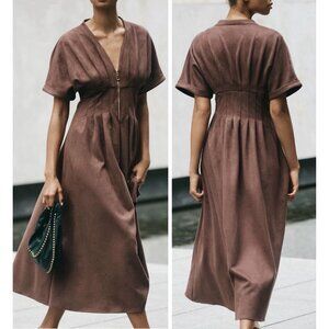 NWT Size S - The Tobie Faux Suede Maxi Shirt Dress by Exquise (NWT US$ 228)